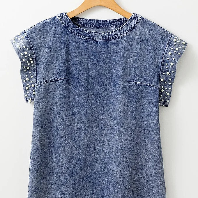 Dask Blue Pearl Denim Top