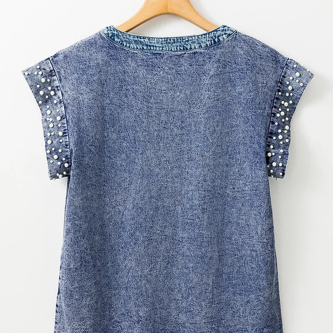 Dask Blue Pearl Denim Top