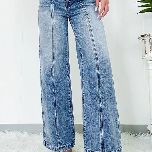 Dusk Blue Wide Leg High Waist Jeans