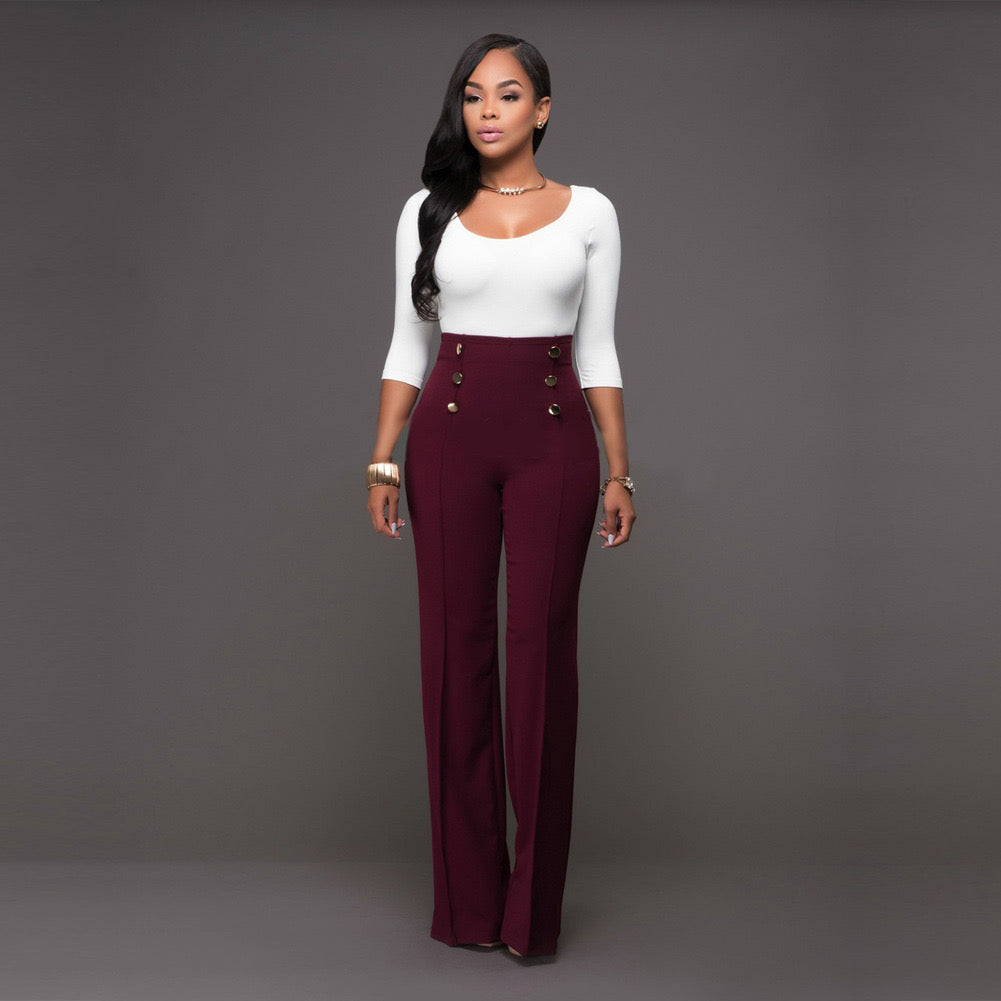 Wine High Waisted Pants