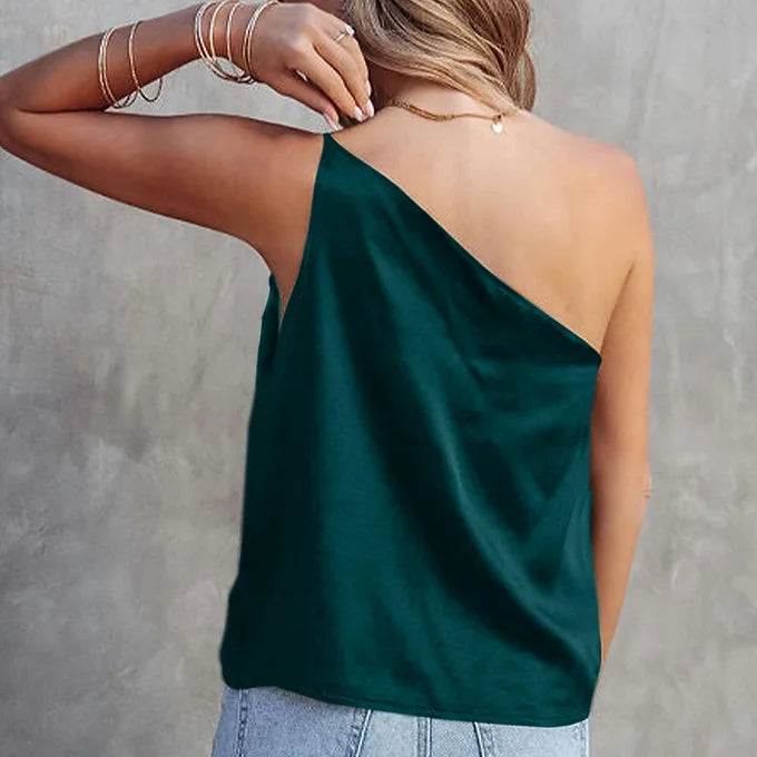 Sea Green One Shoulder Tank Top