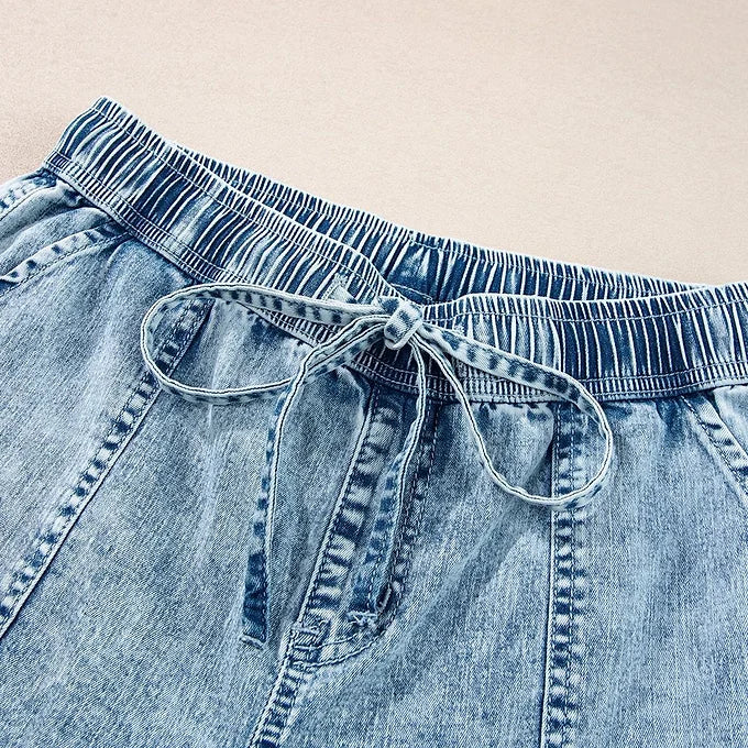 Waist Loose Straight Denim Pants