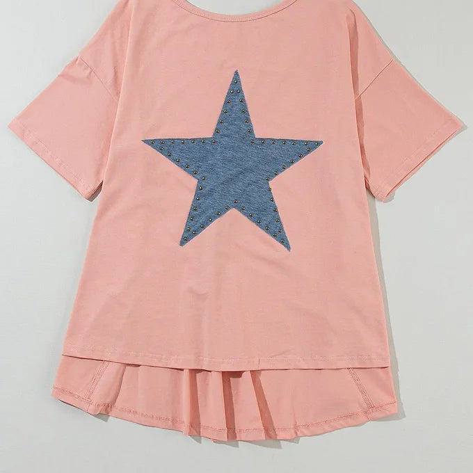 Apricot Pink Star Short Sleeve